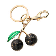 Sparkling 3D Cherry Charm Keychain Accessory Fashionable-Black