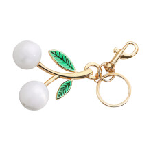 Cherry Keyring Pendant Sparkling Fruit Shapes Key Chain-White