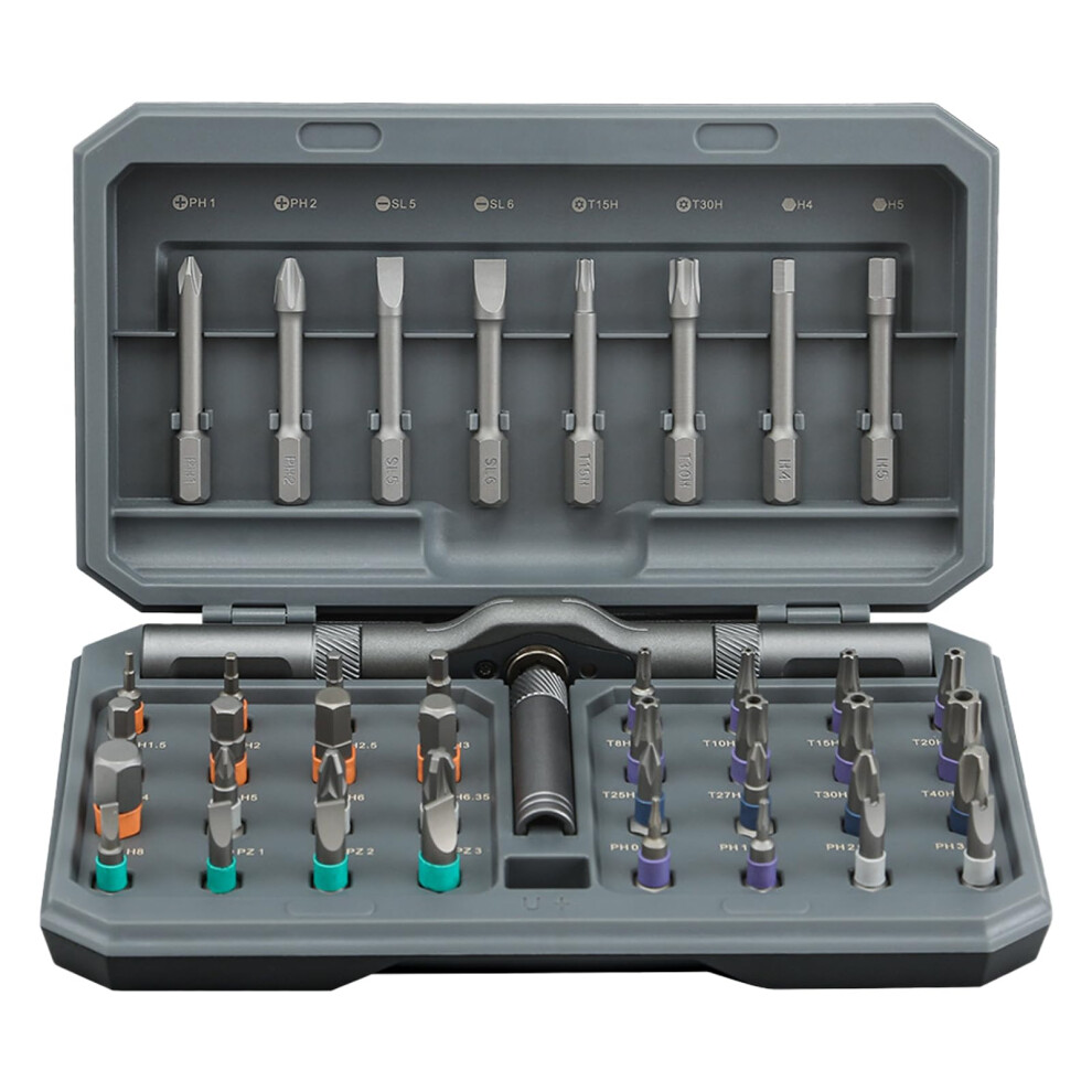 42 In 1 Rotating Screwdriver Set Repair Tool With Detachable Handle For Cellphone, Computer, Tablet Pc Dark Gray 9016109878854