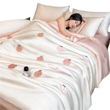 Ice Silk Quilt Four-Piece Set Summer, Embroidered Thin Bedding With Pillowcases, 150x200cm, Pink 03