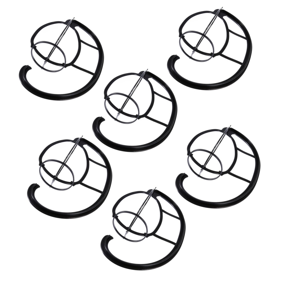 Unisex Black 6Pcs Portable Hanging Wig Stand Adjustable Detachable Wig Display Rack For Styling Drying Hat Organizer Storage