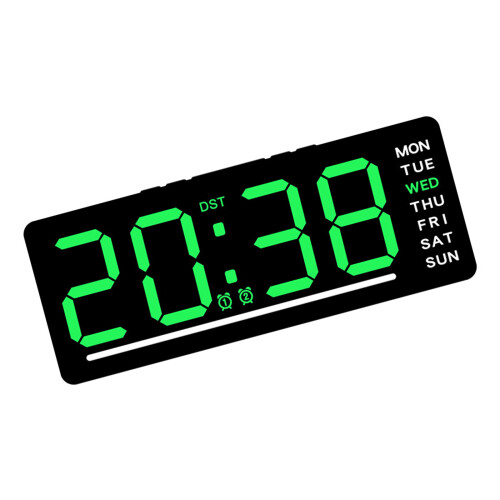Contemporary LED Clock With Clear Readable Display-Green