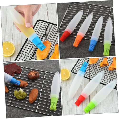 Silicone Basting Oil Brush 4-Piece Set, Multi-Functional Pointed Tail, For BBQ, Baking And Kitchen Use, Dishwasher Safe, Includes Colors 1