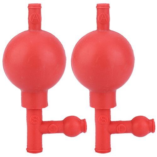 2 Pcs Scientific Ear Sucking Bulb 3-Way Natural Rubber Quantitative Lab Tool 1