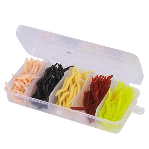 150 Stück Silikon Weiche Angelköder Würmer 4cm Mehrfarbige Köder 1