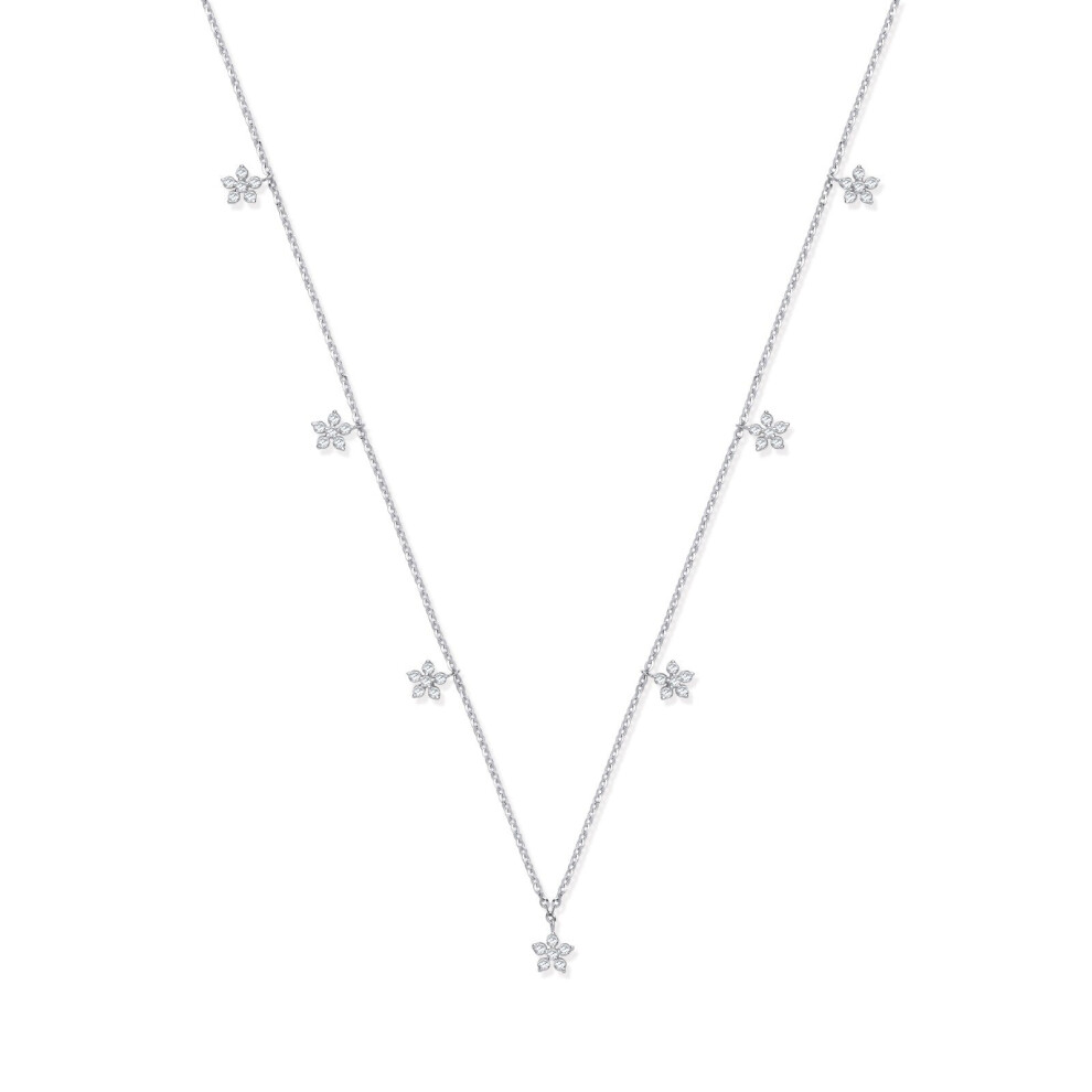 9ct White Gold 0.27ctw 7 Flower Cluster (18in/45cm) Chain Adjustable 16" 17"-image-OPC-PKH6K9Z-NEW