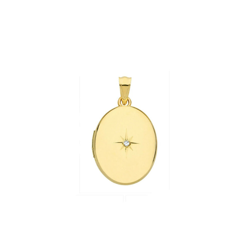 (24) Real Diamond Oval Locket Plain 9ct Yellow Gold Hallmarked 16 - 24" Chain-image-OPC-PKH6KBV-NEW