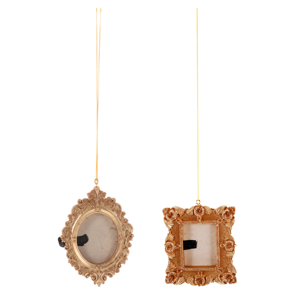 2 Szt. Choinkowy Wisiorek Z Ramką Na ZdjęCie, 3D żYwicy Z Sznurkiem-image