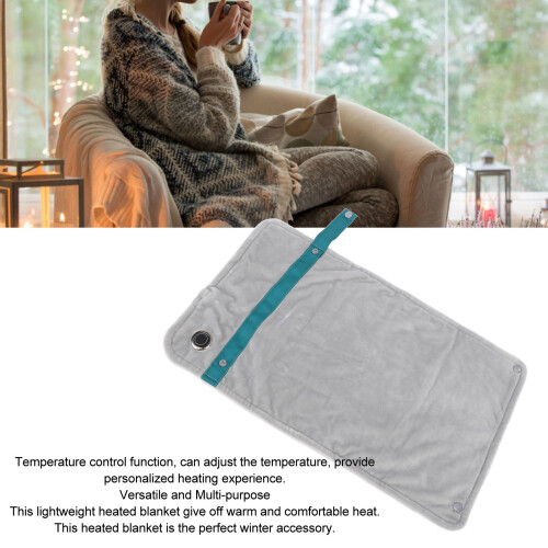 Compact USB Heated Knee & Shoulder Blanket - Silver for Home/Office 2