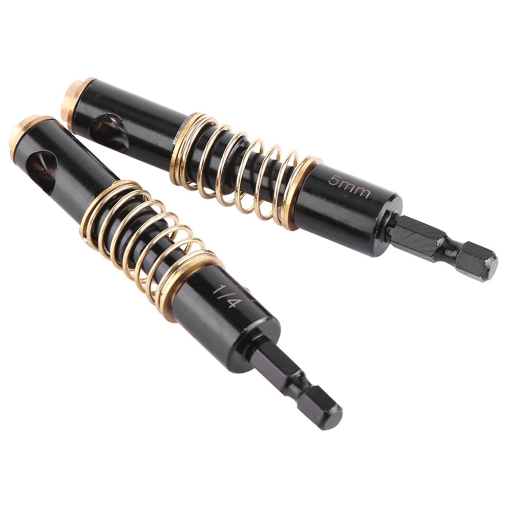 Self Centering Hinge Drill 5Mm, 1/4" Hex Shank, Hss 4241, Yellow Tip, Auto Chip Removal With Side Holes, Wood Or Plastic 9016109882042