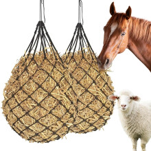 Horse Hay Net Slow Feeding Bag Treat Basket With Fixed Ring For Goats Sheep Poultries Stables Grassland