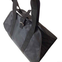 Firewood Carrier Tear-Resistant Waxed Canvas Reinforced Handles Secure Metal Loop Closure For Transport Black