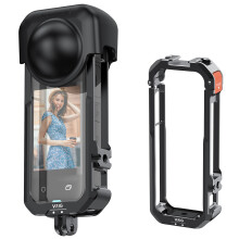 Aluminium Kamera Cage mit Doppel-Kugelschuh für Insta360 X4 Vlogging-Zubehör