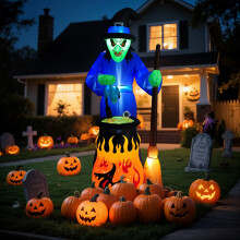 7ft Halloween Inflatable Witch Decorations with Build-in LED Lights