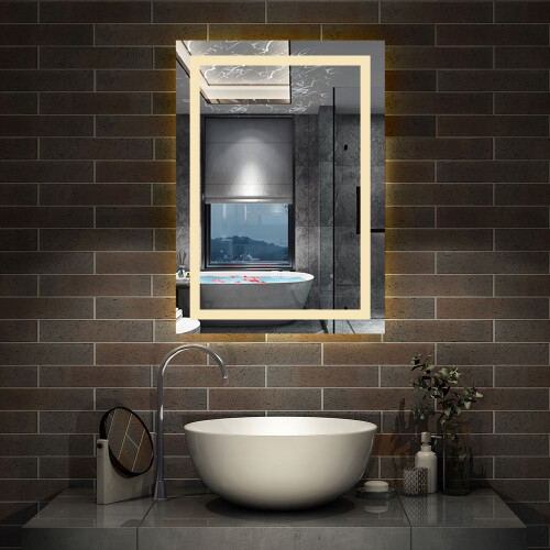 AICA (500x700mm) LED Bathroom Mirror with Bluetooth Speaker Demister Pad 2