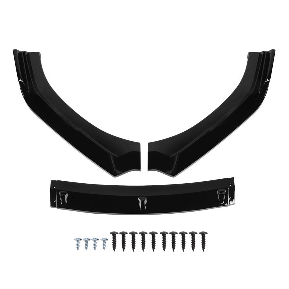 Front Bumper Lip Spoiler 3 Section Type Glossy Black 8320539357218