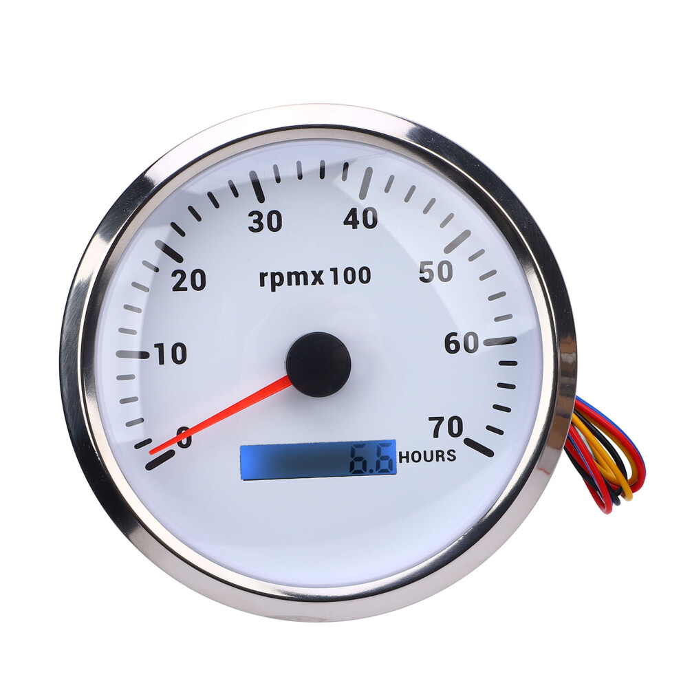 110Mm 4-3/8In Tachometer 7 Color Backlight Dc White/Silver 8320539357409