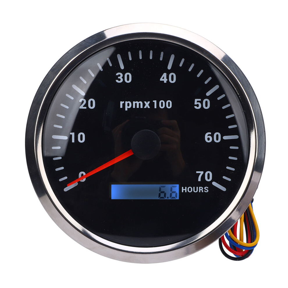 110Mm 4-3/8In Tachometer 7 Color Backlight Dc Black/Silver 8320539357454