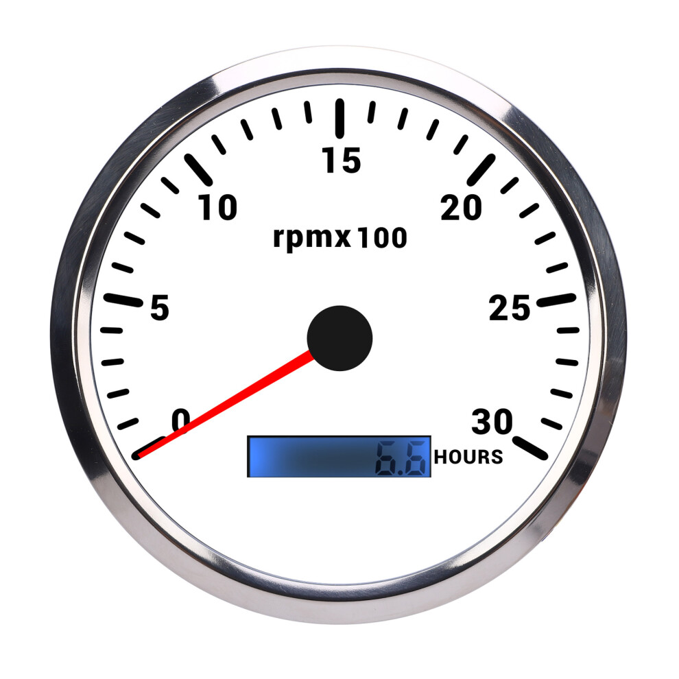 110Mm 4-3/8In Tachometer 7 Color Backlight Dc White/Silver 8320539357546