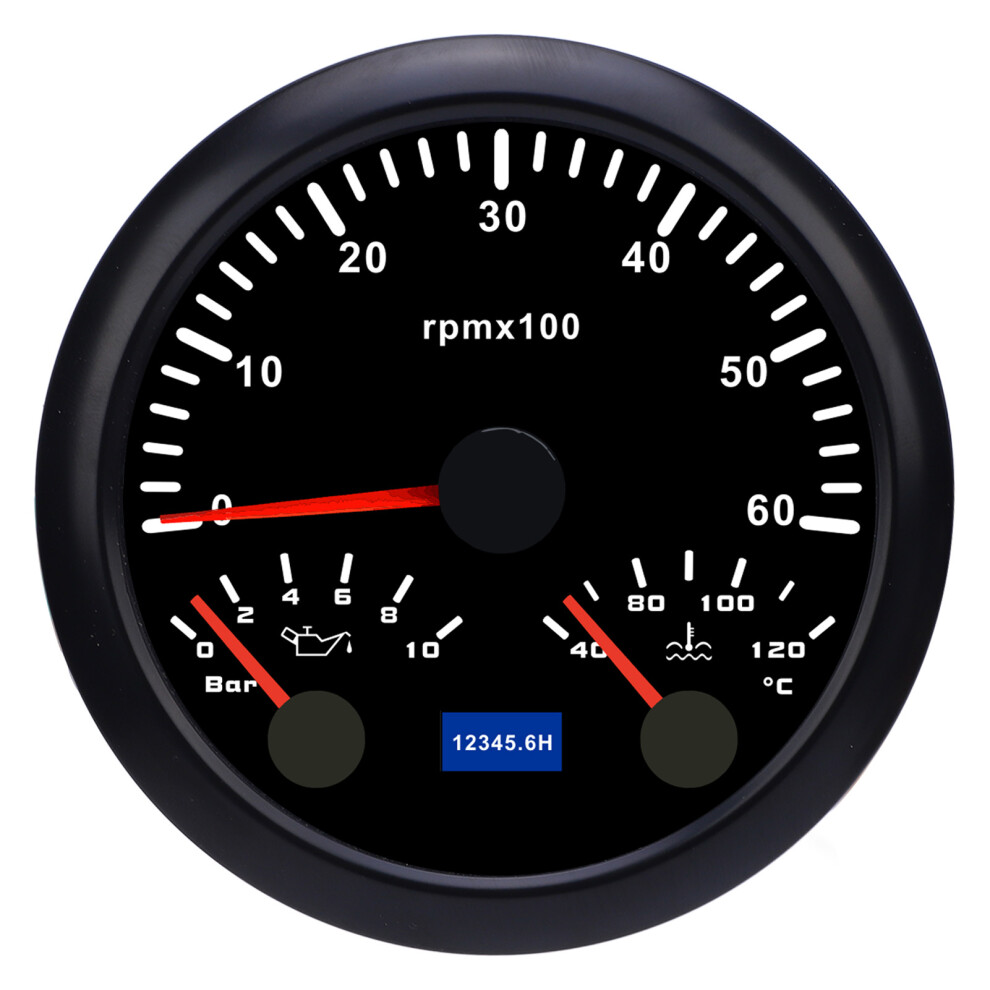 3 In 1 85Mm Tachometer Dc 9 To 32V 6000Rpm 0 To Black 8320539357621