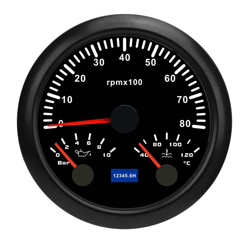 3 In 1 85Mm Tachometer 8000Rpm 40 To 120 Water Black 8320539357850