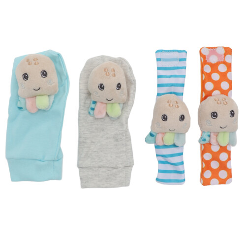 4pcs Baby Rattle Socks Cute Octopus Shape Soft