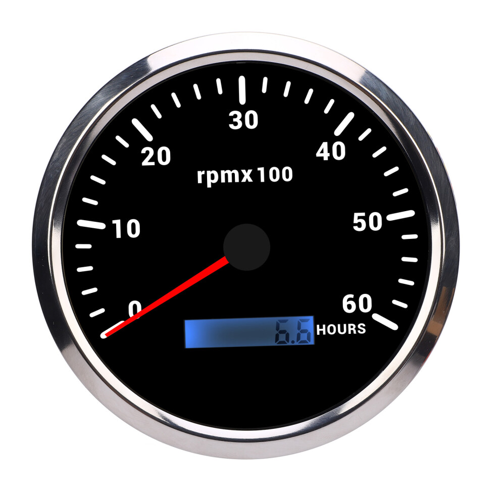110Mm 4 3/8In Tachometer 7 Color Backlight 6000Rpm Black/Silver 8320539357966