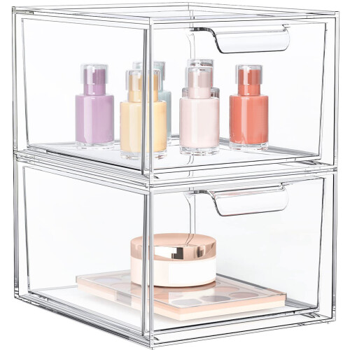 2Pcs Drawer Organizer Bins Desktop Storage For Makeup And Vanity 1