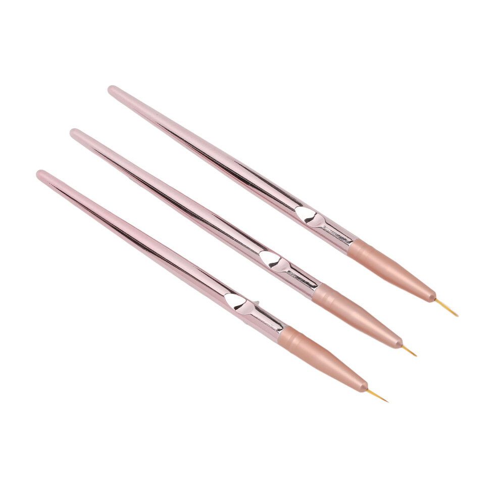 Gold Nail Art Liner Brush Nylon Bristles Metal Pen