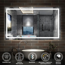 (1200x700mm) LED Bathroom Mirror with Bluetooth Speaker Demister Pad