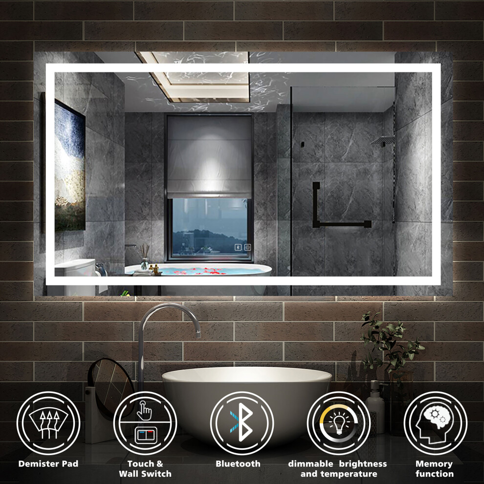 Aica (1200X700mm) Led Bathroom Mirror With Bluetooth Speaker Demister Pad