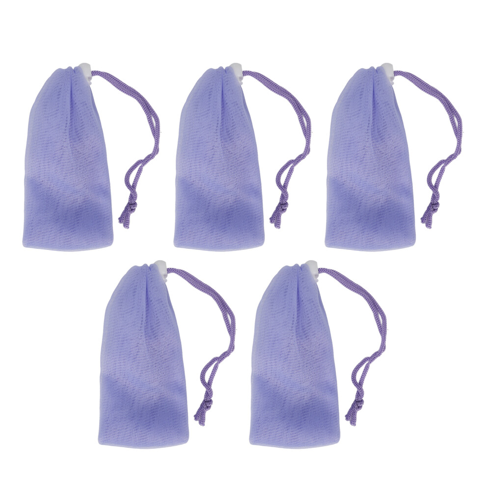 5pcs Mesh Soap Pouch Saver Bag Purple Bubble Foam