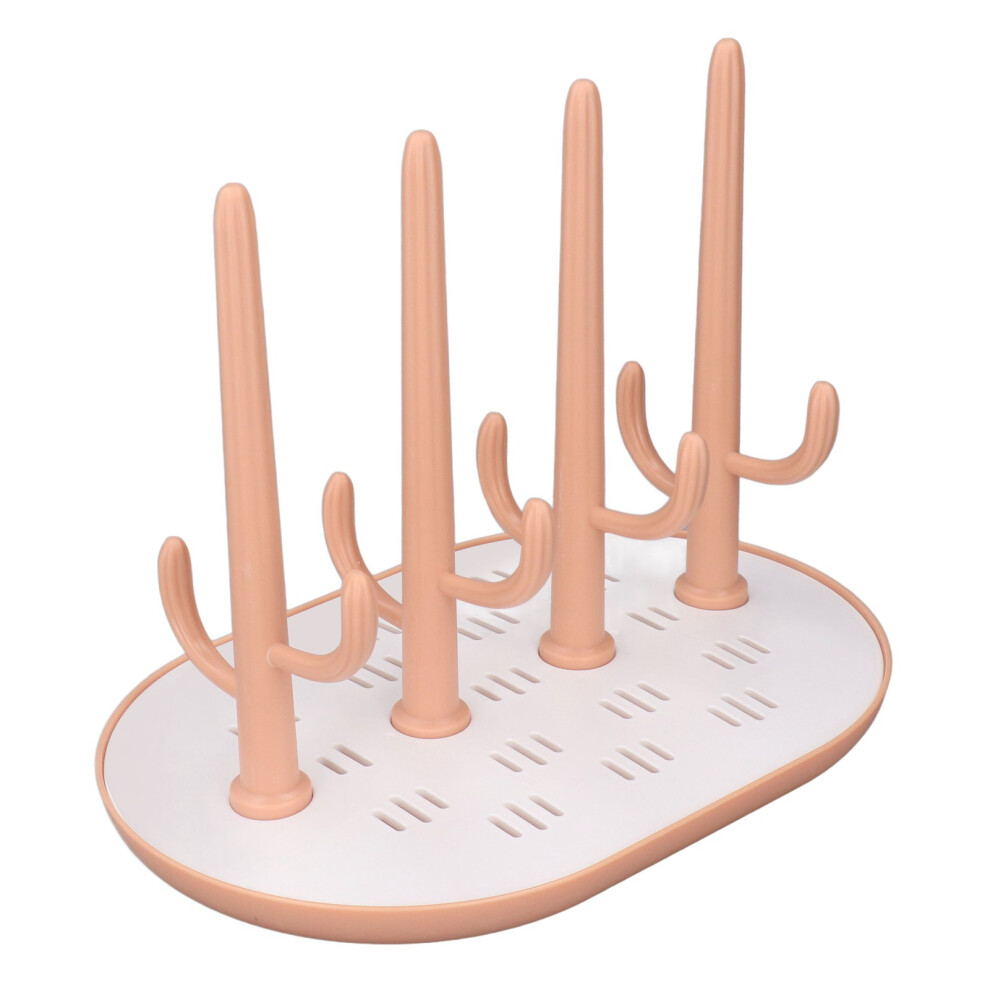Pink Baby Bottle Drying Rack, Detachable, Space-Saving, Slip-Resistant