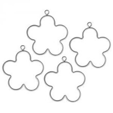 Pendentifs décoratifs - Rayher - Lot de 4 fleurs en fil de fer - Diamètre 5,5 cm - Couleur gris - Métallique