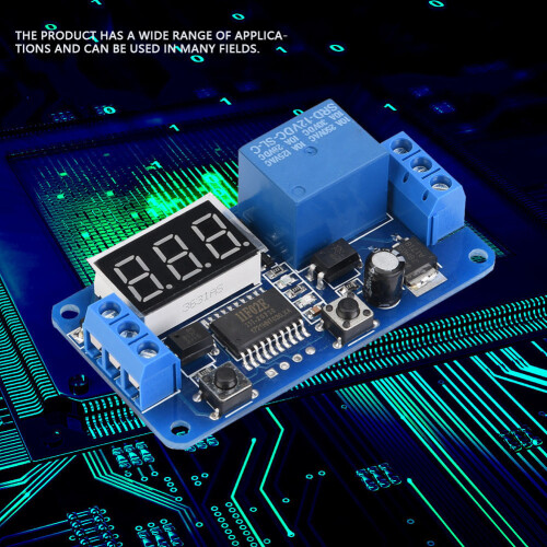 12V Digital LED Timer Relay Module for Automation Control 63.6x33.1mm