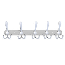 Multifunctional Stainless Steel Wall Hook Rack 5 Hooks Towel Hat Organizer