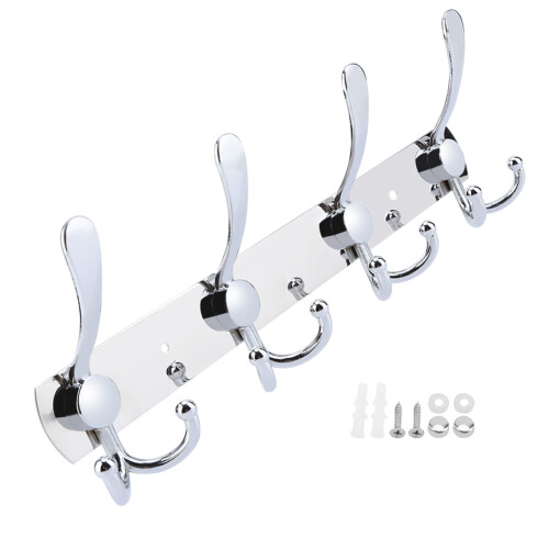 Multifunction Stainless Steel Wall Hook Rack – 4 Hooks for Bathroom Kitchen Storage 1