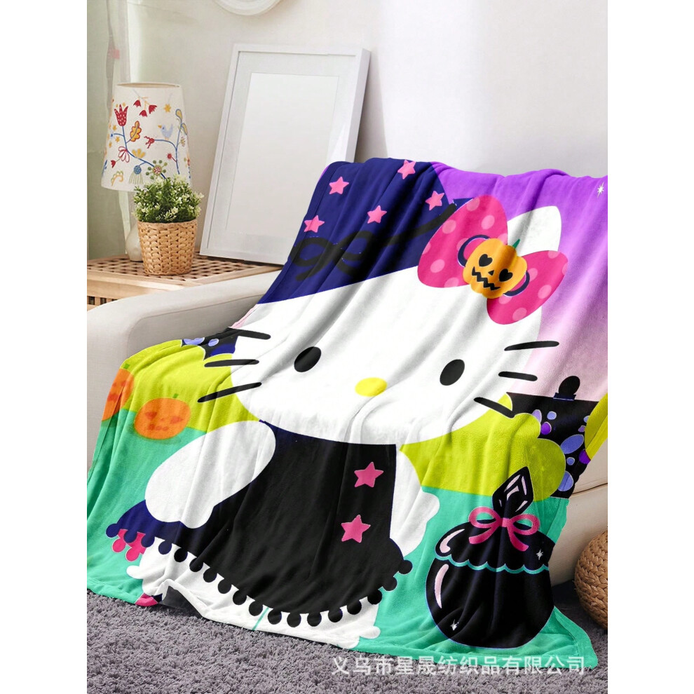 (Figure 24, 130cmÃ150cm) Halloween Sanrio Kuromi Hello Kitty Flannel Blanket Throw-image-OPC-PKH8KXC-NEW