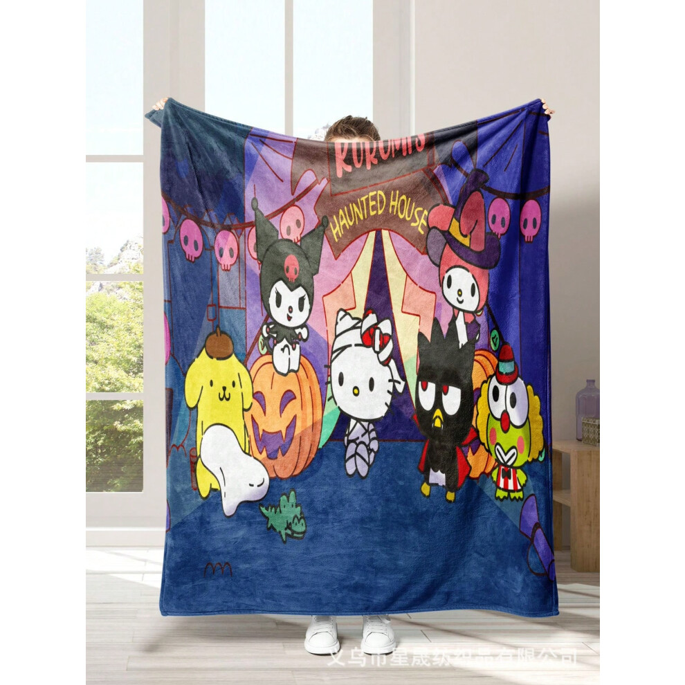 (Figure 10, 150cmÃ200cm) Halloween Sanrio Kuromi Hello Kitty Flannel Blanket Throw-image-OPC-PKH8KXJ-NEW