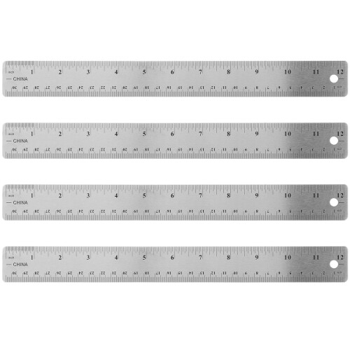 4Pcs Silver Multi-Function Cork Backing Rulers Durable Measuring Tools 1