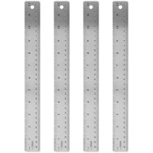 4Pcs Silver Multi-Function Cork Backing Rulers Durable Measuring Tools