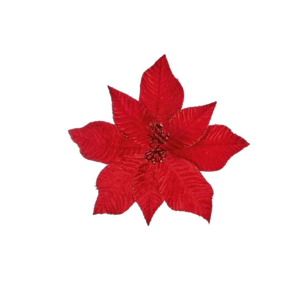 Premier - Red Velvet Poinsettia Flower - 25cm