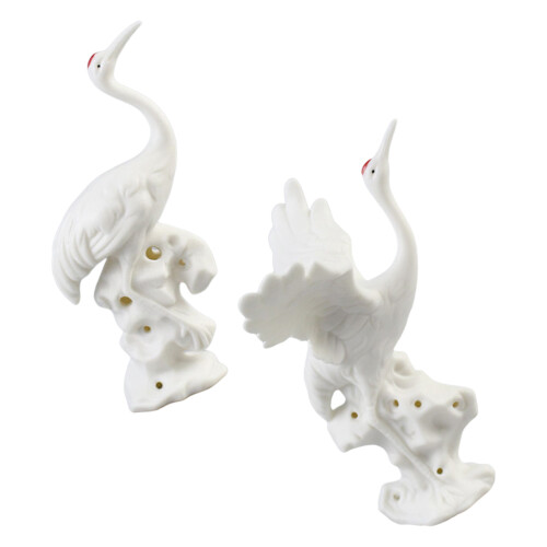 4Pcs White Ceramic Party Crane Decoration Table Ornament Gift 2
