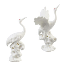 4Pcs White Ceramic Party Crane Decoration Table Ornament Gift