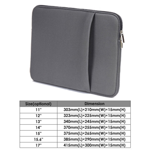 Soft 13-17" Laptop Sleeve with Front Pocket, Grey 1