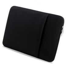 Soft 13''-17'' Laptop Sleeve Zipper Bag with Pocket, Black