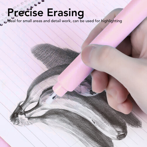Electric Eraser with 20 Refills, Adjustable Length, AAA Powered, Roseate 2