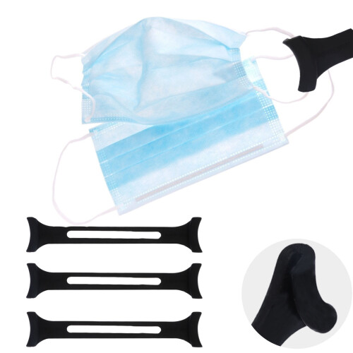 3Pcs Black Silicone Mask Extender Flexible Strap Hooks for Hanging Use 2