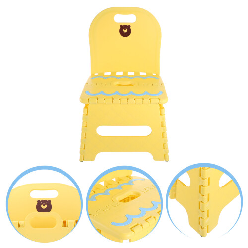 Compact Yellow Plastic Folding Stool Comfortable Portable Chair 2