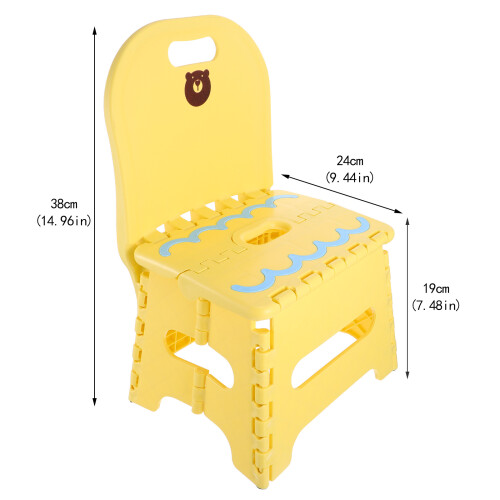 Compact Yellow Plastic Folding Stool Comfortable Portable Chair 1